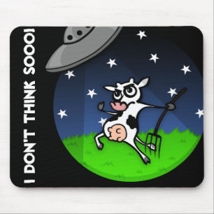 FUNNY CARTOON COW UFO ABDUCTION MOUSE PAD