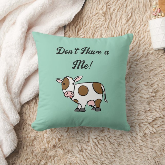 Funny Cartoon Cow with Cute Farm Animal Attitude Cushion (Blanket)