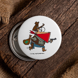 Funny Cartoon Cowboy Bandit Robber 7.5 Cm Round Badge
