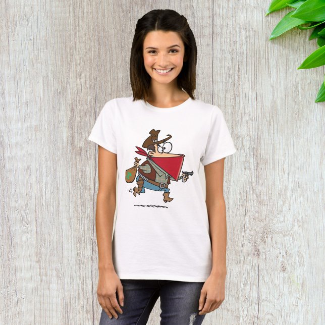 Funny Cartoon Cowboy Bandit Robber T-Shirt (Creator Uploaded)