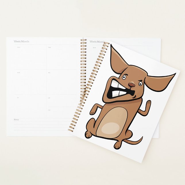 Funny Cartoon Crazy Dog Hilarious Cute Pet  Planner (Creator Uploaded)