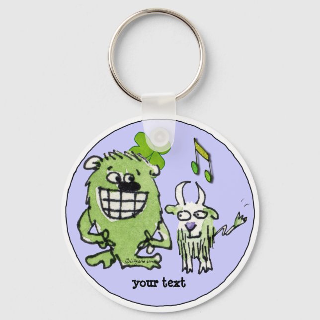Funny Cartoon Creatures Personalised Keychains (Front)