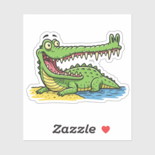 Funny Cartoon Crocodile with Big Smile