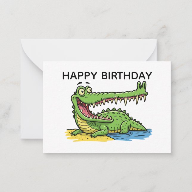 Funny Cartoon Crocodile with Big Smile Birthday  Card (Front)
