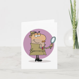Funny Cartoon Detective with Magnifying Glass Card