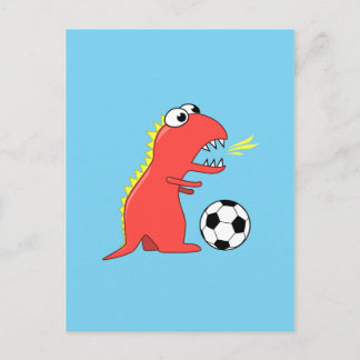 Funny Cartoon Dinosaur Soccer Postcard