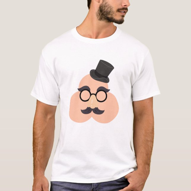 Funny Cartoon Disguise Face. T-Shirt (Front)