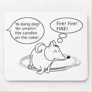Funny Cartoon Dog Birthday Mouse Mat
