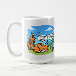 Funny Cartoon Dog, Cat, and Mouse Coffee Mug