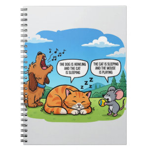 Funny Cartoon Dog, Cat, and Mouse Notebook
