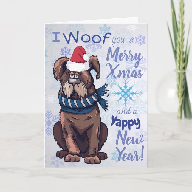 Funny Cartoon Dog Christmas Greetings Holiday Card (Front)