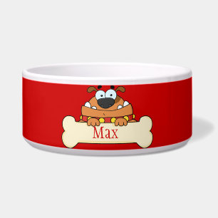Funny Cartoon Dog Personalised Pet Bowl