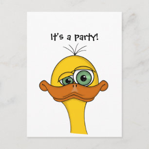 Funny Cartoon Duck Announcement Postcard
