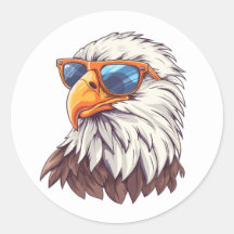 Funny cartoon eagle with sunglasses