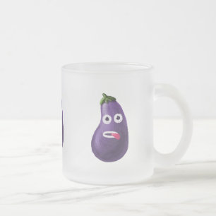Funny Cartoon Eggplant Frosted Glass Coffee Mug