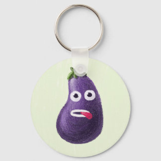 Funny Cartoon Eggplant Key Ring