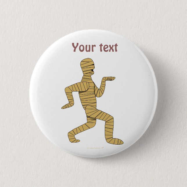 Funny Cartoon Egyptian Mummy Pyramids Custom 6 Cm Round Badge (Front)