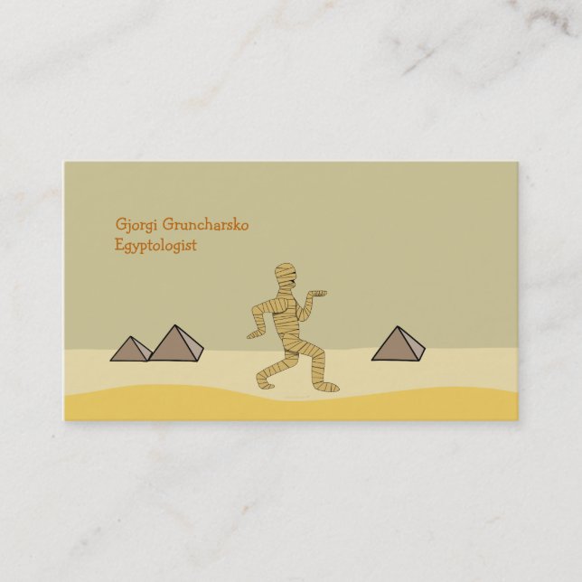 Funny Cartoon Egyptian Mummy Pyramids Custom Business Card (Front)