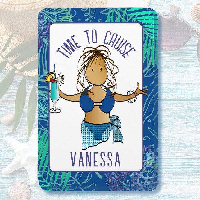 Funny Cartoon Ethnic Lady in Swimsuit Cruise Cabin Magnet (Creator Uploaded)