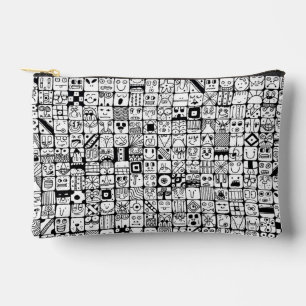 Funny Cartoon Faces Squares Accessory Pouch