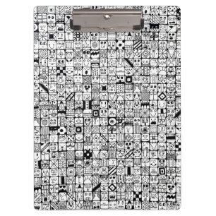 Funny Cartoon Faces Squares Clipboard