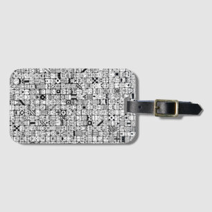Funny Cartoon Faces Squares Luggage Tag