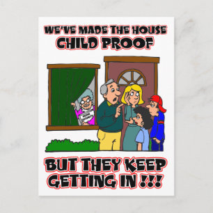 Funny Cartoon - Families & Children Who Come Home Postcard