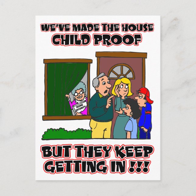Funny Cartoon - Families & Children Who Come Home Postcard (Front)