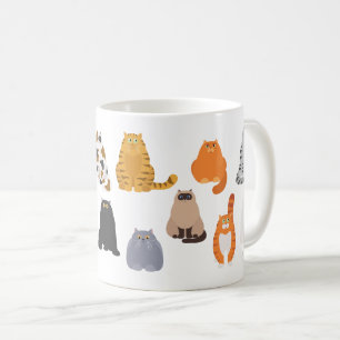 Funny cartoon fat cats view coffee mug