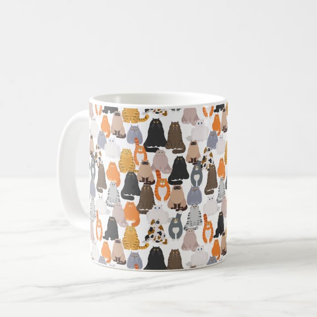 Funny cartoon fat cats view coffee mug (Front Left)