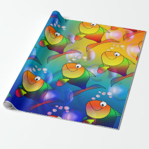 Funny cartoon fish gift paper