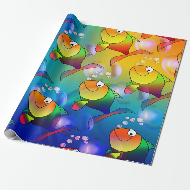 Funny cartoon fish gift paper (Unrolled)