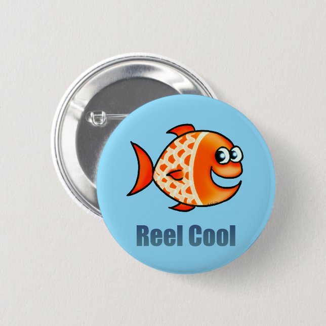 Funny Cartoon Fish Ocean Pun 6 Cm Round Badge (Front & Back)