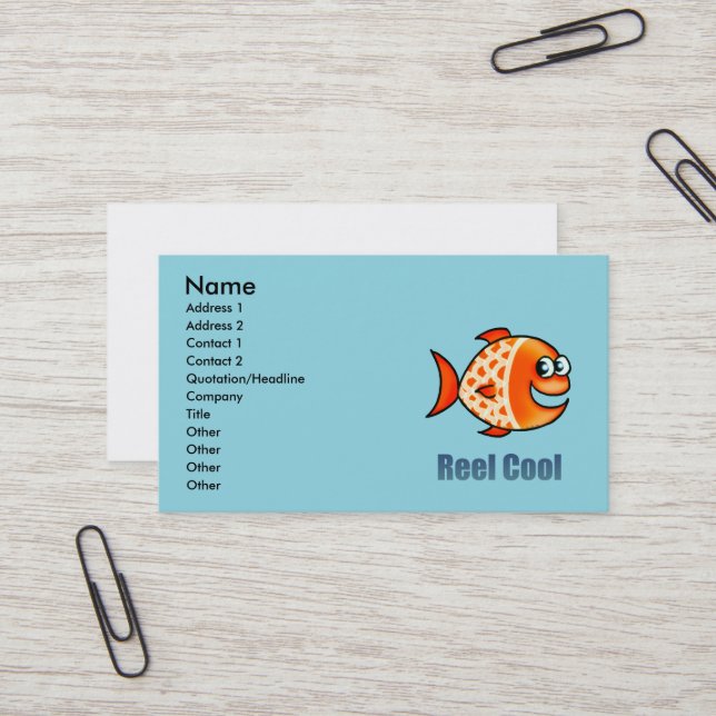Funny Cartoon Fish Ocean Pun Business Card (Front/Back In Situ)
