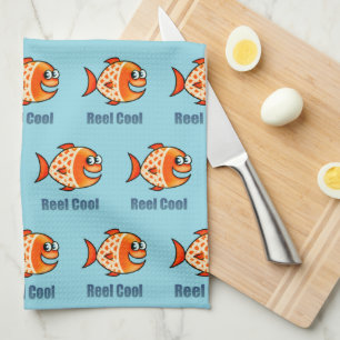 Funny Cartoon Fish Ocean Pun Tea Towel