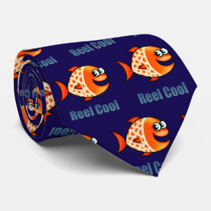 Funny Cartoon Fish Ocean Pun Tie