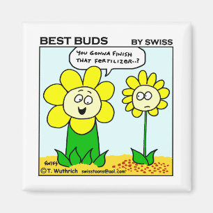 Funny Cartoon Flower Hungry For More Fertilizer Magnet