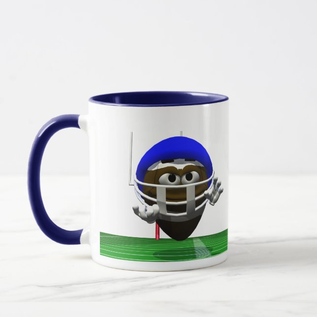 Funny Cartoon Football in a Helmet Mug (Left)