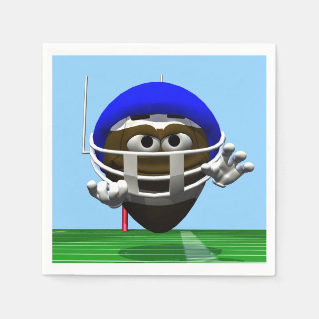 Funny Cartoon Football in a Helmet Napkin (Front)