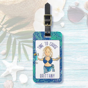Funny Cartoon for Her Tropical Swimsuit Cruise Luggage Tag