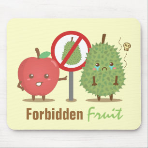 Funny Cartoon, Forbidden Fruit, Apple and Durian Mouse Mat