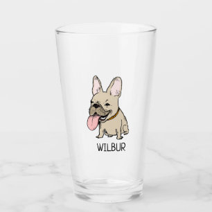 Funny Cartoon French Bulldog Frenchie Personalised Glass