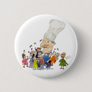 Funny Cartoon French Chef 6 Cm Round Badge