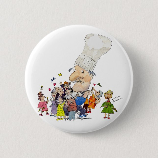 Funny Cartoon French Chef 6 Cm Round Badge (Front)