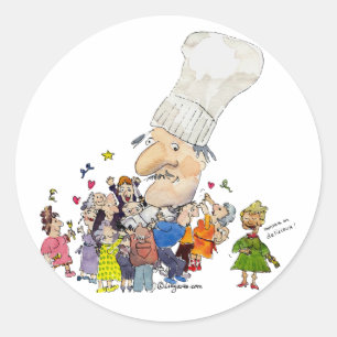 Funny Cartoon French Chef Stickers/Seals Classic Round Sticker