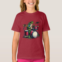 Funny Cartoon Frog Playing the Drums