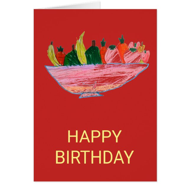 Funny cartoon fruit salad birthday (Front)