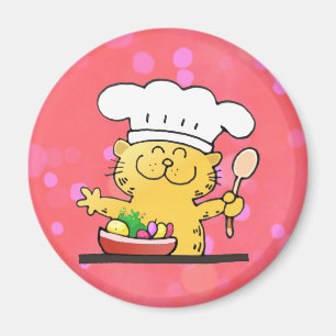 Funny Cartoon Funny Kitty Chef Magnet