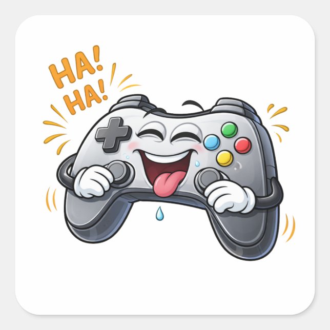Funny Cartoon Game Controller Laughing Sticker (Front)