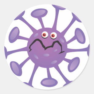 Funny Cartoon Germ Bacteria Classic Round Sticker
